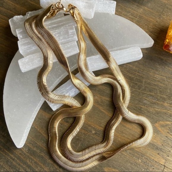 Alquimia Jewelry - Layered snake chain 14k gold necklace chain/Manifestin good fortune/crown chakra